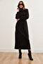 Women's Black Belted Flowy Maxi Twist Dresselb- 19002313 - 3