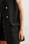 Women's Black Buttoned Pocketed Bouclé VestYLK-19000050 - 6