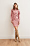 Women's Dusty Rose Half Fisherman Princess Sleeve Raster Mini Dresselb- 19002006 - 2