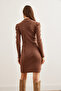 Women's Chocolate Half Fisherman Princess Sleeve Raster Mini Dresselb- 19002006 - 7