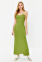 Green Fitted/Fitted Strap Flexible Knitted Maxi Pencil Dress TWOSS23EL02435 - 8