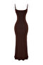 Kahverengi Fitted/Vücuda Oturan Askılı Maxi Esnek Örme Kalem Elbise TWOSS23EL02435 - 8