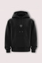 Black Oversized /Wide Cut Hooded Wolf Embroidered Sweatshirt with Fleece Inside Tmnaw24Sw00018 - 2