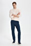 Cotton Lycra Flexible Slim Fit Slim Fit Men's Navy Blue Chino Pants with Side Pockets - 4