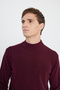 Non-Pilling Anti-Pilling Standard Fit Regular Cut Half Turtleneck Men's Burgundy Knitwear Sweater - 5