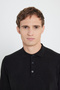 Non-Pilling Anti-Pilling Standard Fit Regular Cut Polo Collar Men's Black Knitwear Sweater - 5