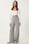 Women's Light Gray Ribbed Knitwear Pants Ki̇00096