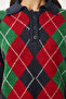 Women's Navy Blue Green Diamond Patterned Knitwear Sweater Fn03447 - 4