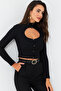 Women's Black Front Window Camisole Blouse Ey2973 - 4