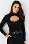 Women's Black Front Window Camisole Blouse Ey2973 - 3