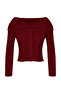 Bordo Crop Devrik Yaka Triko Hırka TWOAW24HI00284 - 7