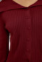 Bordo Crop Devrik Yaka Triko Hırka TWOAW24HI00284 - 4