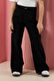 Siyah Kız Çocuk Wide Leg Kargo Cepli Pamuklu Denim Pantolon TKDSS24PL00001 - 3