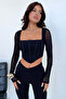 Underwire Diver Fabric Double Layer Sleeves Tulle Custom Design Blouse - 2