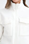 Women's Cotton with Fleece Inside with Pocket Crop Jacket-Cardigan - 3