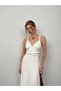 Lycra Maxi Length Dress - Lacing Detail, Belt and Sirt Low-Cut - 5