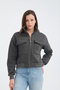 Women's Cotton with Fleece Inside with Pocket Crop Jacket-Cardigan - 6