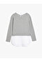 Gray Girl's Shirt Detail Sweatshirt - 4