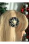 Luxury Design Crystal Stone Black Pearl Camellia Flower Lotus Flower Christmas Special Occasion Side Clip Hairpin - 2