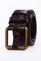 Men's 100% Genuine Leather Yellow Tubular 4.5 cm Jeans Belt Brown - 3
