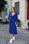 Women's Long Sleeve V Neck Side Slit Two Thread Midi Dress - 3