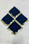 Navy Blue Gold Chiffon Halay Handkerchief 10 Pieces, Bride Groom Wedding Henna Circumcision Engagement Bride - 4