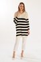 Ecru Striped Corded Fabric Knitwear Tunic 5335 - 2
