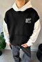 White Trash Printed Black Oversize Hoodie - 3