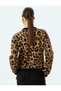 Gold Button Detailed Long Sleeve Round Neck Leopard Print Plush Cardigan - 4