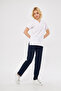White Navy Blue Stretch Fabric Unisex Batwing Doctor and Nurse Scrubs Hospital Uniform Set - 5