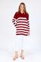 Claret Red Polo Neck Striped Tunic 5340 - 3