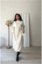 Long Cream Casual Stamp Dress - 3