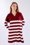 Claret Red Striped Corded Fabric Knitwear Tunic 5335
