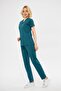 Petrol Green Stretch Fabric Unisex Batwing Sleeve Doctor and Nurse Uniform Scrubs Surgical Hospital Uniform - 4