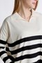 Ecru Polo Neck Striped Tunic 5340 - 4