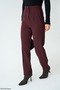 Women's Burgundy High Waist Zipper Fabric Trousers - 5