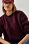 Women's Burgundy Leopard Patterned Shawl Knitwear Sweater 4597 60351279 - 5