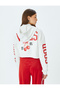 Back Printed Hooded Zippered Pocket Sweatshirt - 4