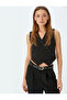 Buttoned Asymmetrical V-Neck Crop Vest - 2