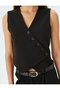 Buttoned Asymmetrical V-Neck Crop Vest - 5