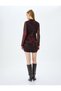 Draped Stand Collar Long Sleeve Slim Fit Mini Tulle Dress - 4