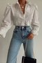 Women's White Shirt with Eyelet Embroidery Vintage