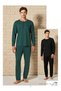 Men's Black 100% Cotton Long Sleeve Pajama Set of Cotton 1750 - 4