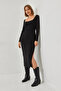 Women's Black Slit Long Dress 250 60261048 - 6