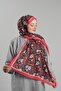 Red Patterned Shawl Cut Fiber Digital Printed Cottony Floral 202113_31 - 3