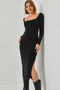 Women's Black Slit Long Dress 250 60261048
