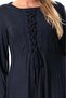 Long Sleeve Cross Tie Detailed Autumn and Winter Lace Asymmetrical Cut Long Combed Cotton Viscose Dress - 3