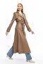 Long Leather Trench Coat with Double Pockets - 5