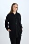 Hooded Basic Plain Zippered Pocketed Thessaloniki Fabric Long Knitwear Cardigan 3182238 - 5