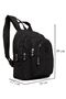 Black Unisex Crinkle Fabric Multi-Compartment Backpack Daily Multi-Pocket Water Resistant - 3